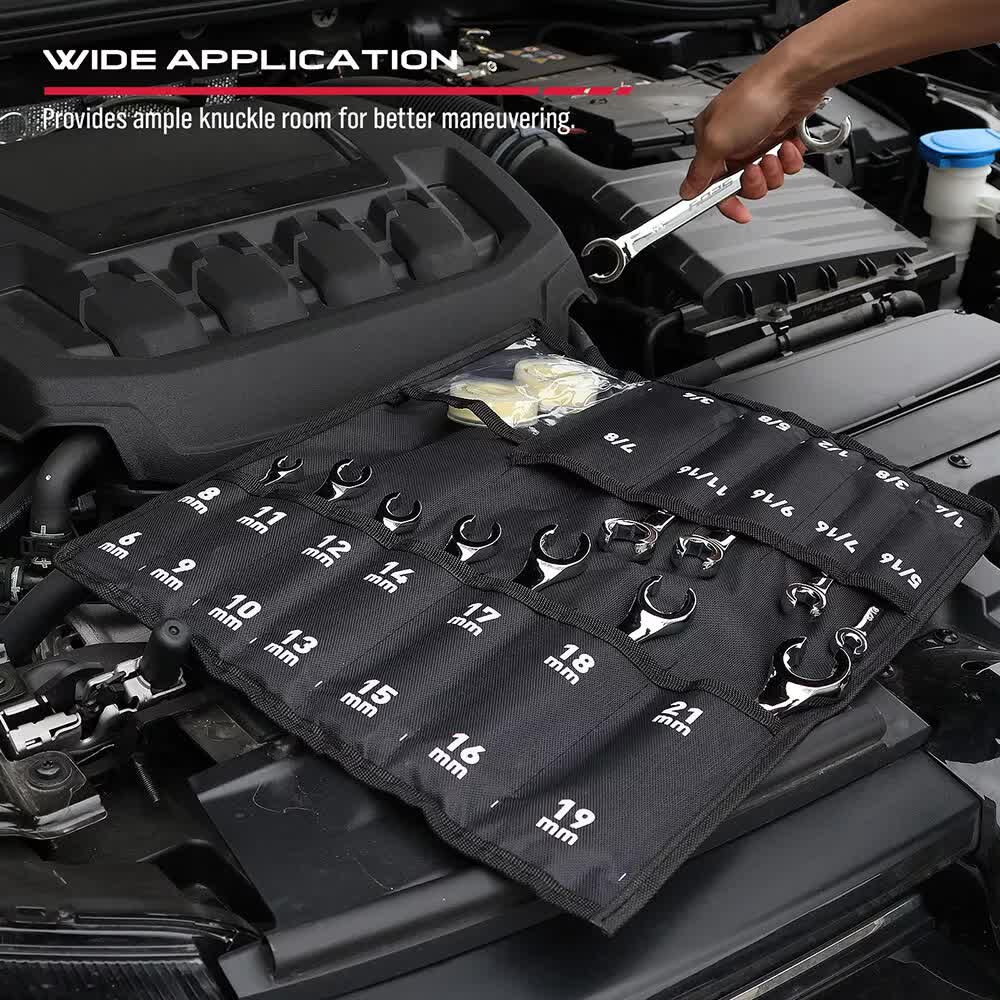 12-Piece Flare Nut Spanner Set Teflon Tape Metric & SAE Brake Line Repairing V465-81129