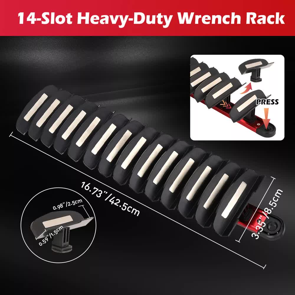 14 Slots Magnetic Spanner Rack Spanner Organizer Holder Portable Adjustable Au V465-81132