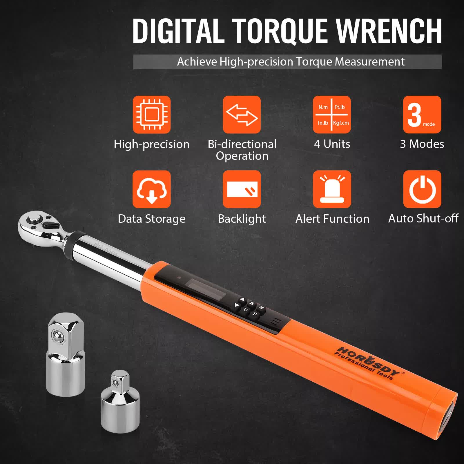 3/8" Drive Digital Torque Wrench Electronic Adjustable Torque Range 44ftlb V465-81137