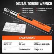 3/8" Drive Digital Torque Wrench Electronic Adjustable Torque Range 44ftlb V465-81137