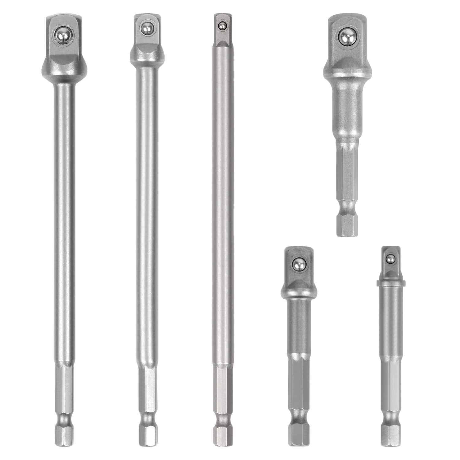 6Pc Drill Socket Adapter Set Long Short Combination Extension Impact Nut Driver V465-82001