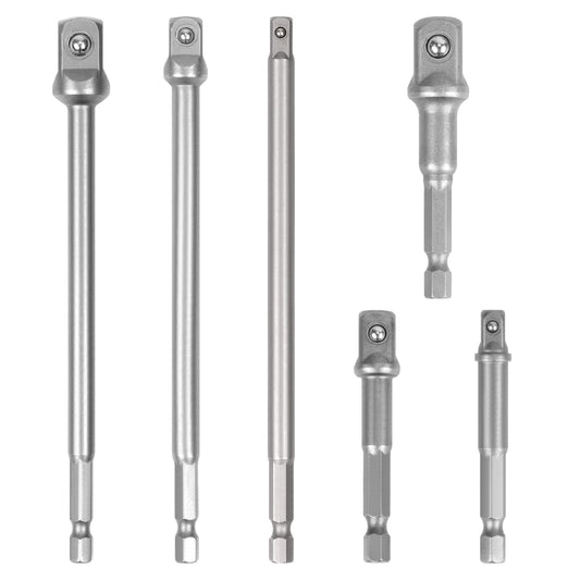 6Pc Drill Socket Adapter Set Long Short Combination Extension Impact Nut Driver V465-82001