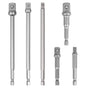 6Pc Drill Socket Adapter Set Long Short Combination Extension Impact Nut Driver V465-82001