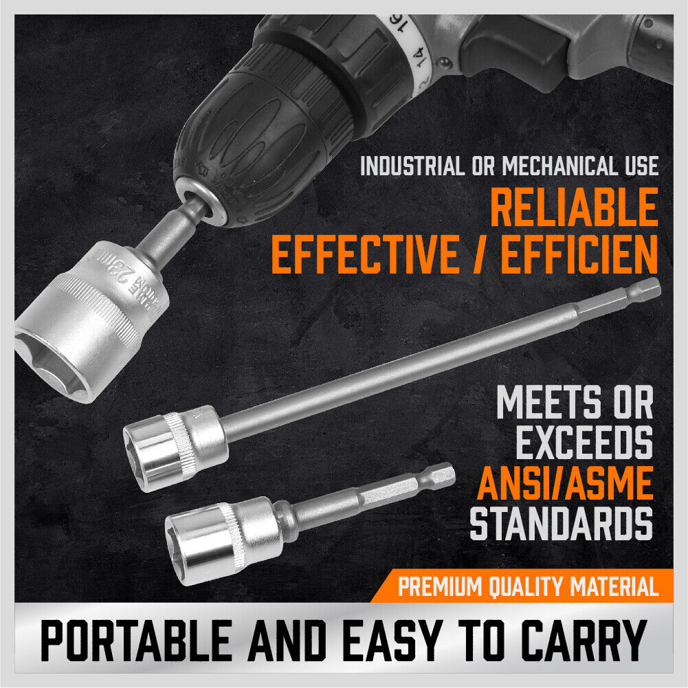 6Pc Drill Socket Adapter Set Long Short Combination Extension Impact Nut Driver V465-82001