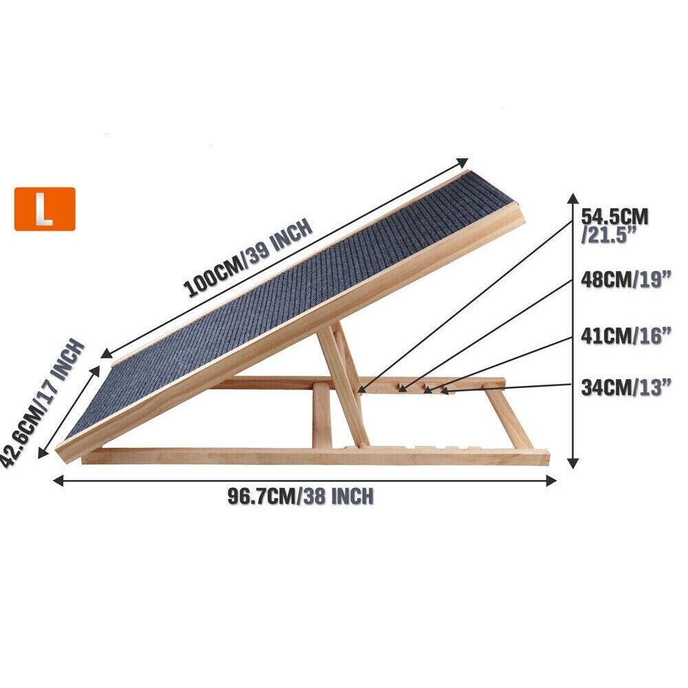 VaKa 100cm Foldable Dog Pet Ramp Adjustable Height Dogs Stairs For Bed Sofa 82007 V465-82007
