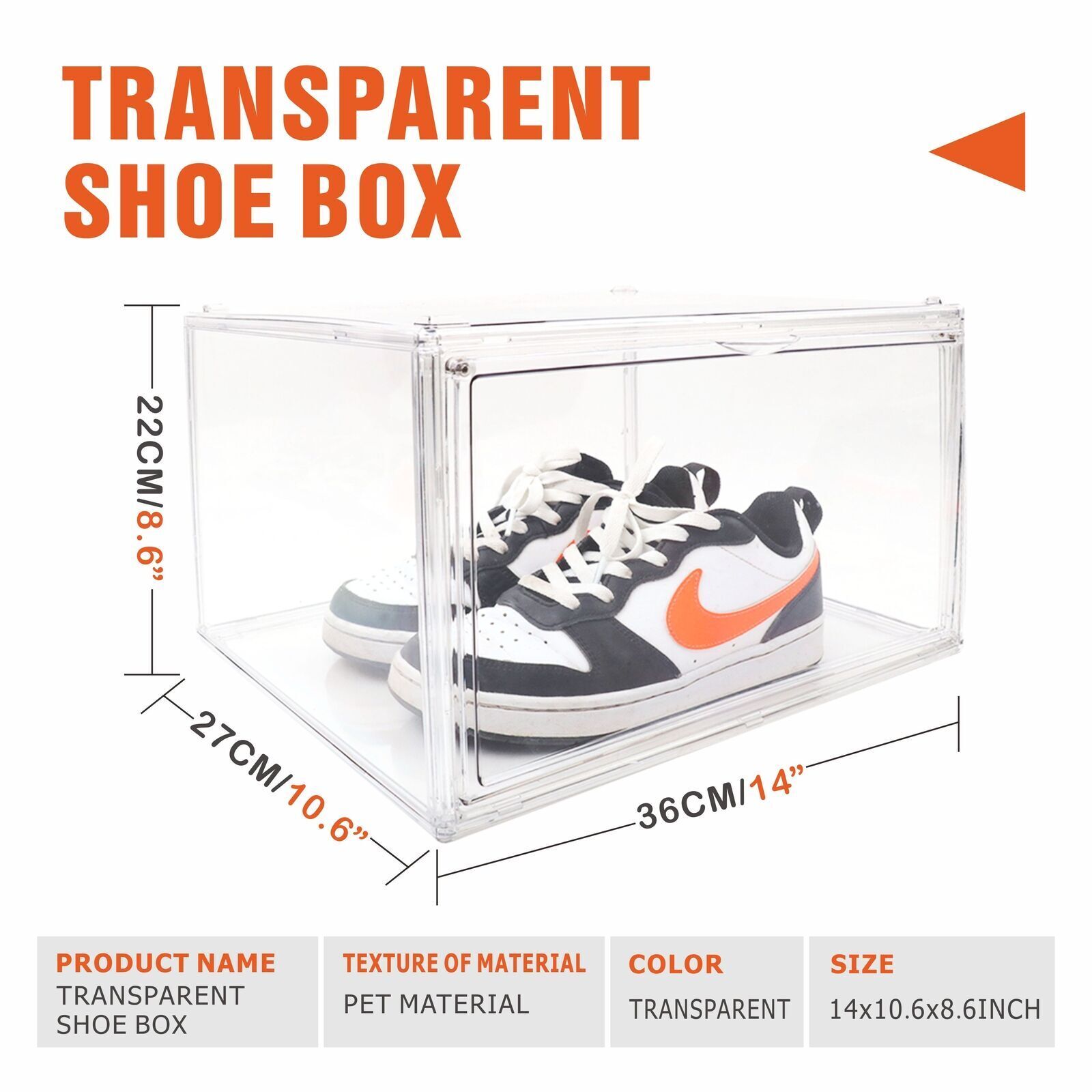 5PC Stackable Shoe Display Box Hard Acrylic Sneaker Storage Containers Case V465-82010