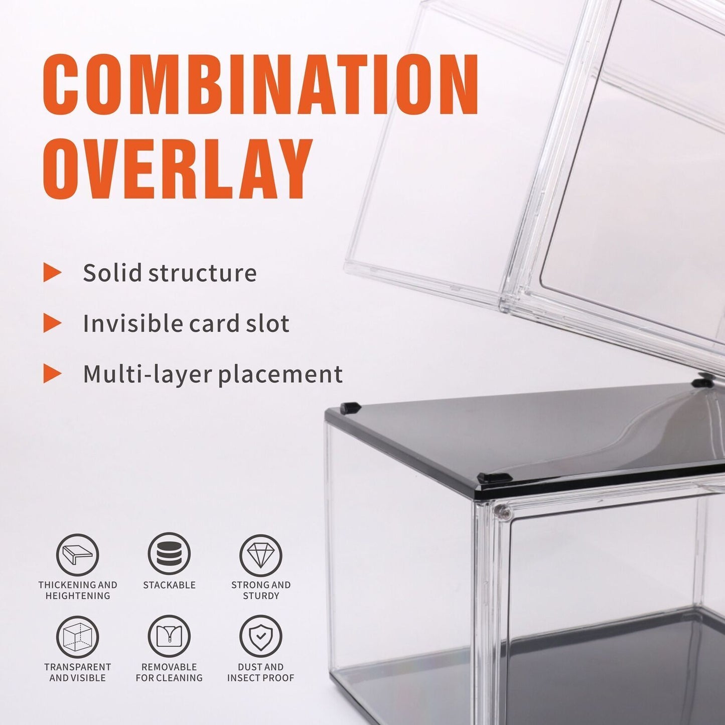 5PC Stackable Shoe Display Box Hard Acrylic Sneaker Storage Containers Case V465-82010