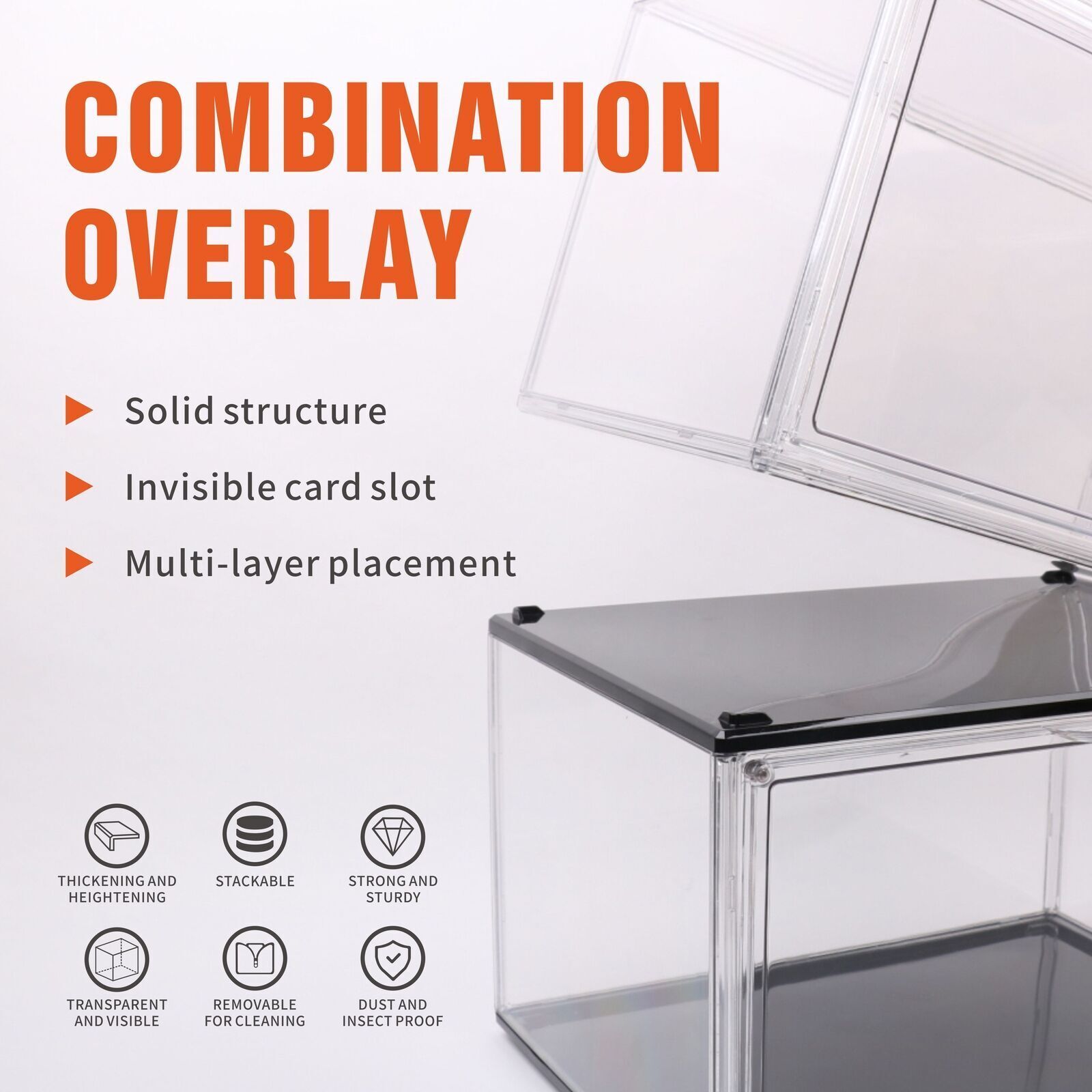5PC Stackable Shoe Display Box Hard Acrylic Sneaker Storage Containers Case V465-82010
