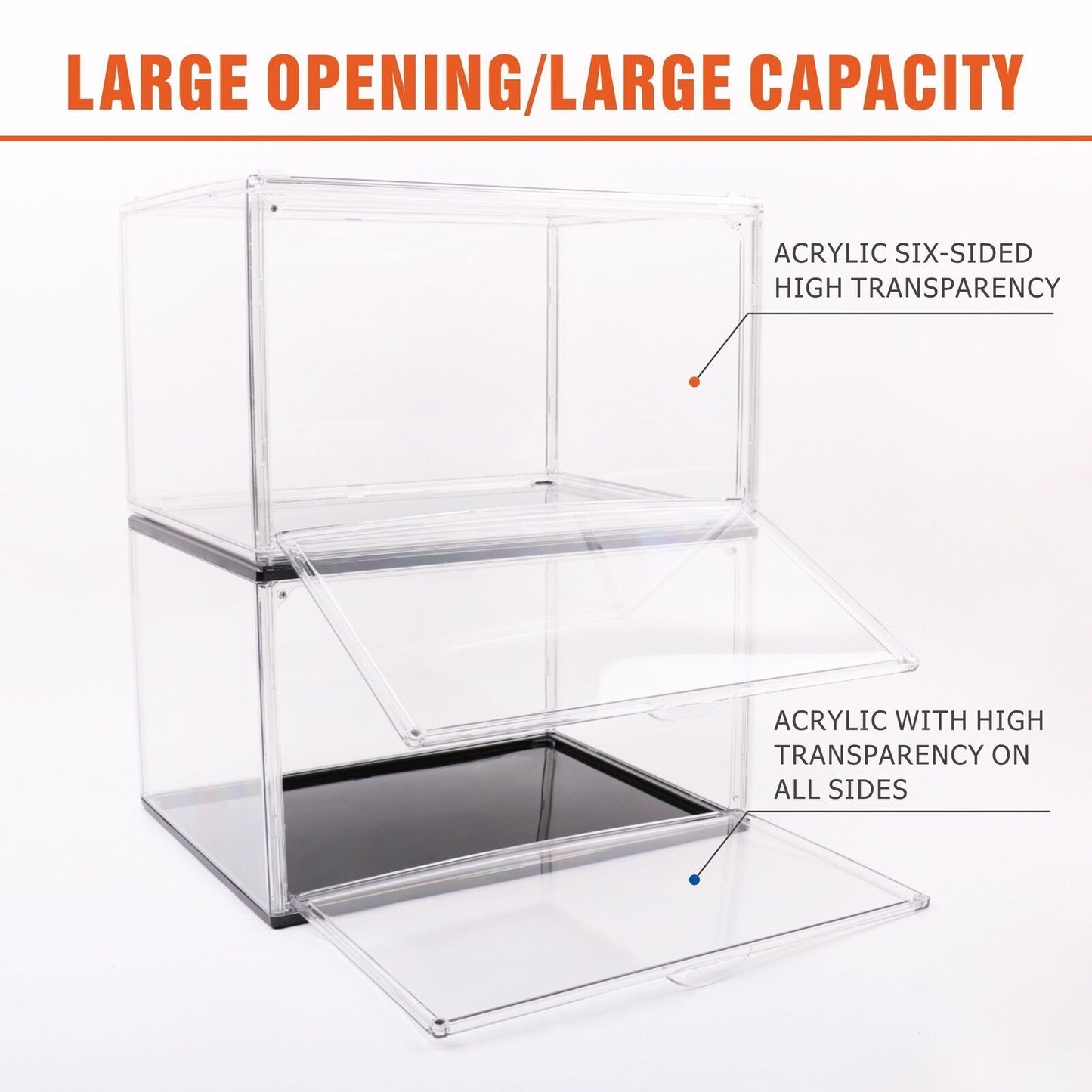 5PC Stackable Shoe Display Box Hard Acrylic Sneaker Storage Containers Case V465-82010