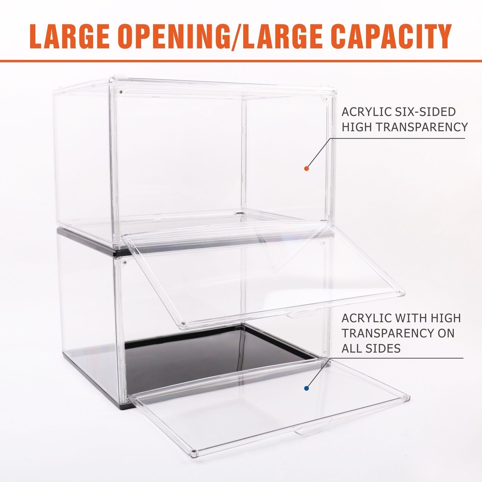 5PC Stackable Shoe Display Box Hard Acrylic Sneaker Storage Containers Case V465-82010