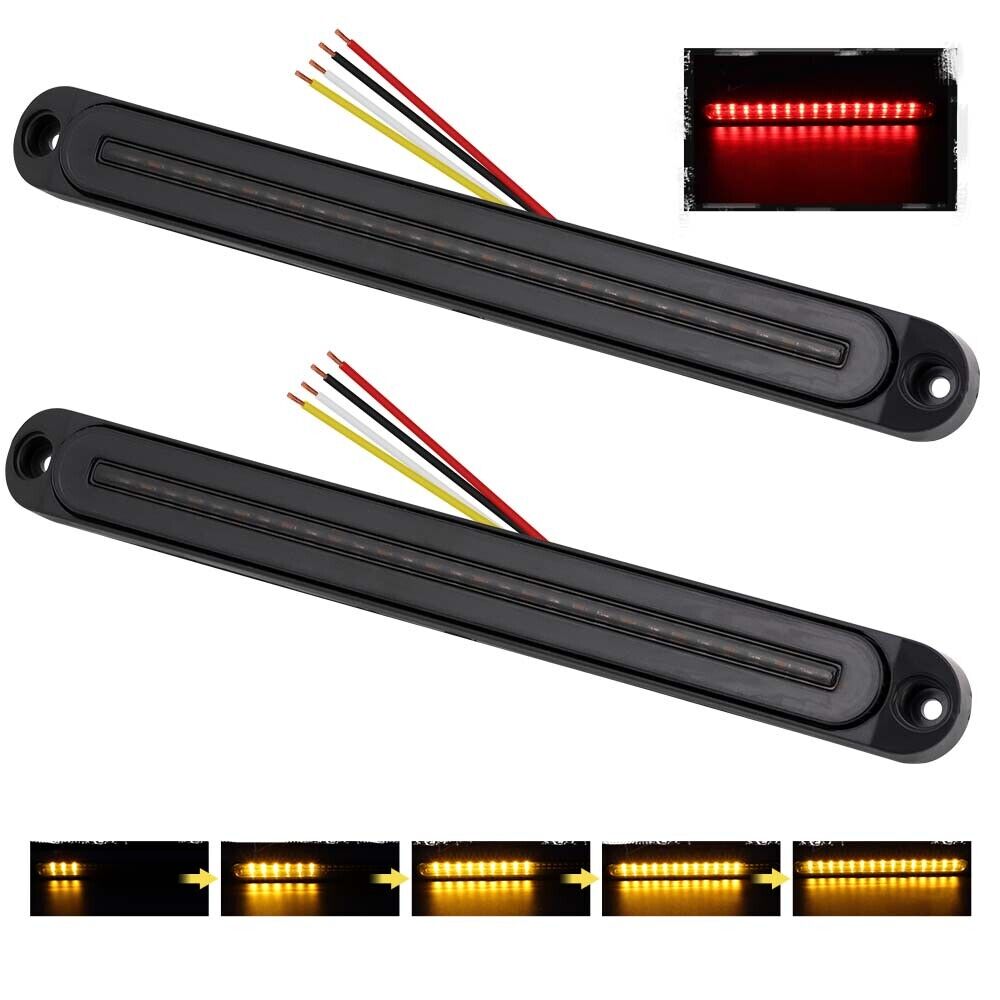 2Piece LED Tail Lights Flowing Turn Signal Stop brake Trailer Truck Caravan IP68 V465-82022