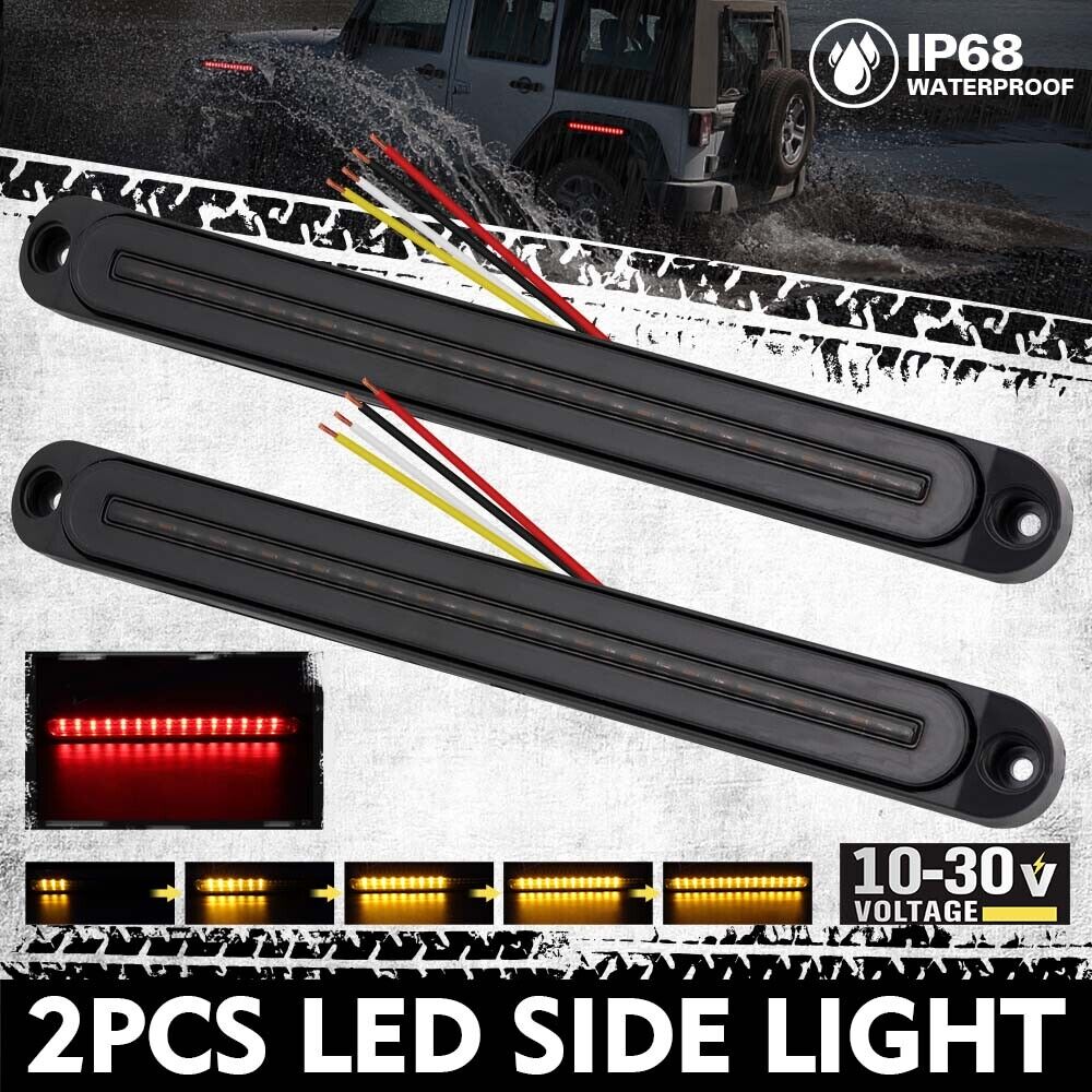 2Piece LED Tail Lights Flowing Turn Signal Stop brake Trailer Truck Caravan IP68 V465-82022