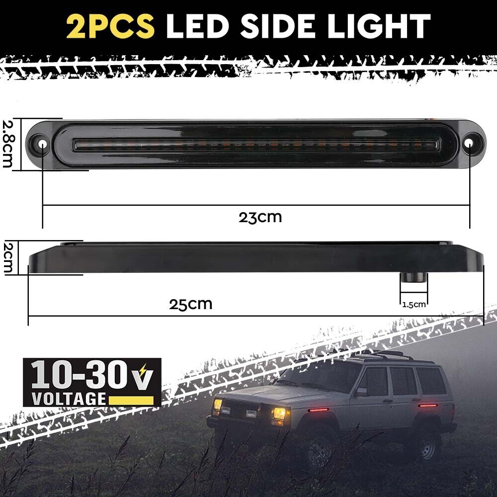 2Piece LED Tail Lights Flowing Turn Signal Stop brake Trailer Truck Caravan IP68 V465-82022
