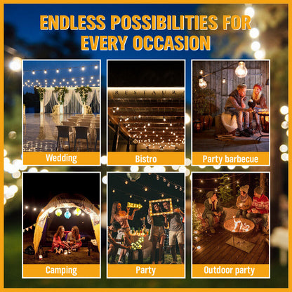 Solar Power 15 LED 18.2M Festoon String Lights Wedding Party WaterProof V465-82023