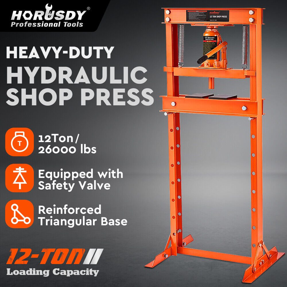 HORUSDY 12T Hydraulic Shop Press Bending H-Frame Benchtop Jack Stand Heavy Duty V465-82024-1