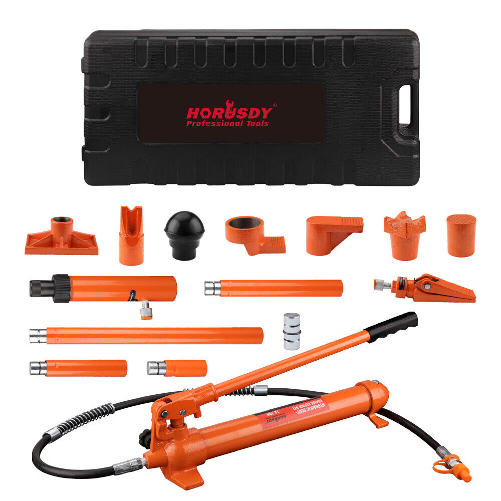 12T Porta Power Kit Hydraulic Ram Pump Oil Hose Automotive Body Repair Tool V465-82027