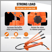 12T Porta Power Kit Hydraulic Ram Pump Oil Hose Automotive Body Repair Tool V465-82027