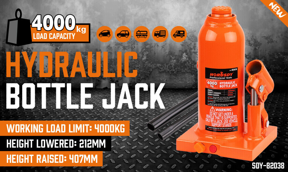 4-Ton (8,000 LBs) Hydraulic Bottle Jack Heavy Duty Car Lifter with Safety Valve V465-82038