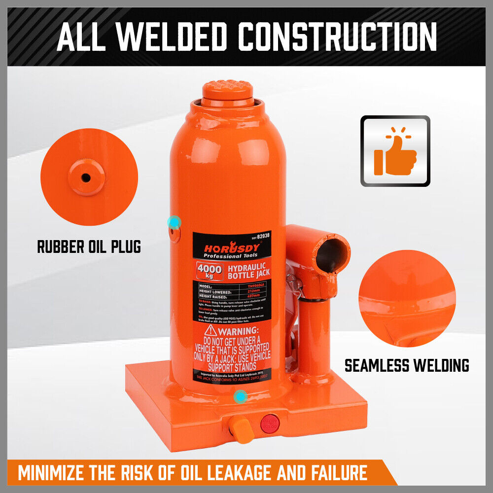 4-Ton (8,000 LBs) Hydraulic Bottle Jack Heavy Duty Car Lifter with Safety Valve V465-82038