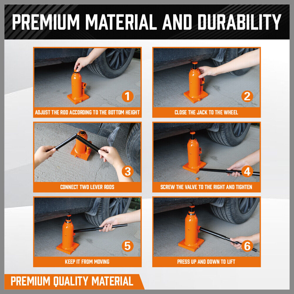 4-Ton (8,000 LBs) Hydraulic Bottle Jack Heavy Duty Car Lifter with Safety Valve V465-82038