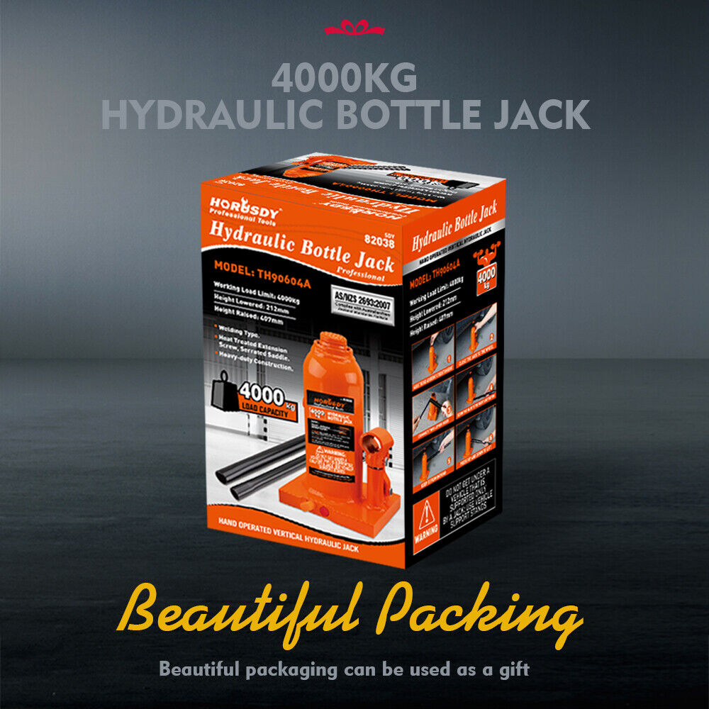 4-Ton (8,000 LBs) Hydraulic Bottle Jack Heavy Duty Car Lifter with Safety Valve V465-82038