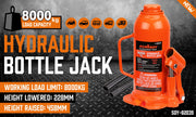 8-Ton (16,000 LBs) Hydraulic Bottle Jack Heavy Duty Car Lifter with Safety Valve V465-82039