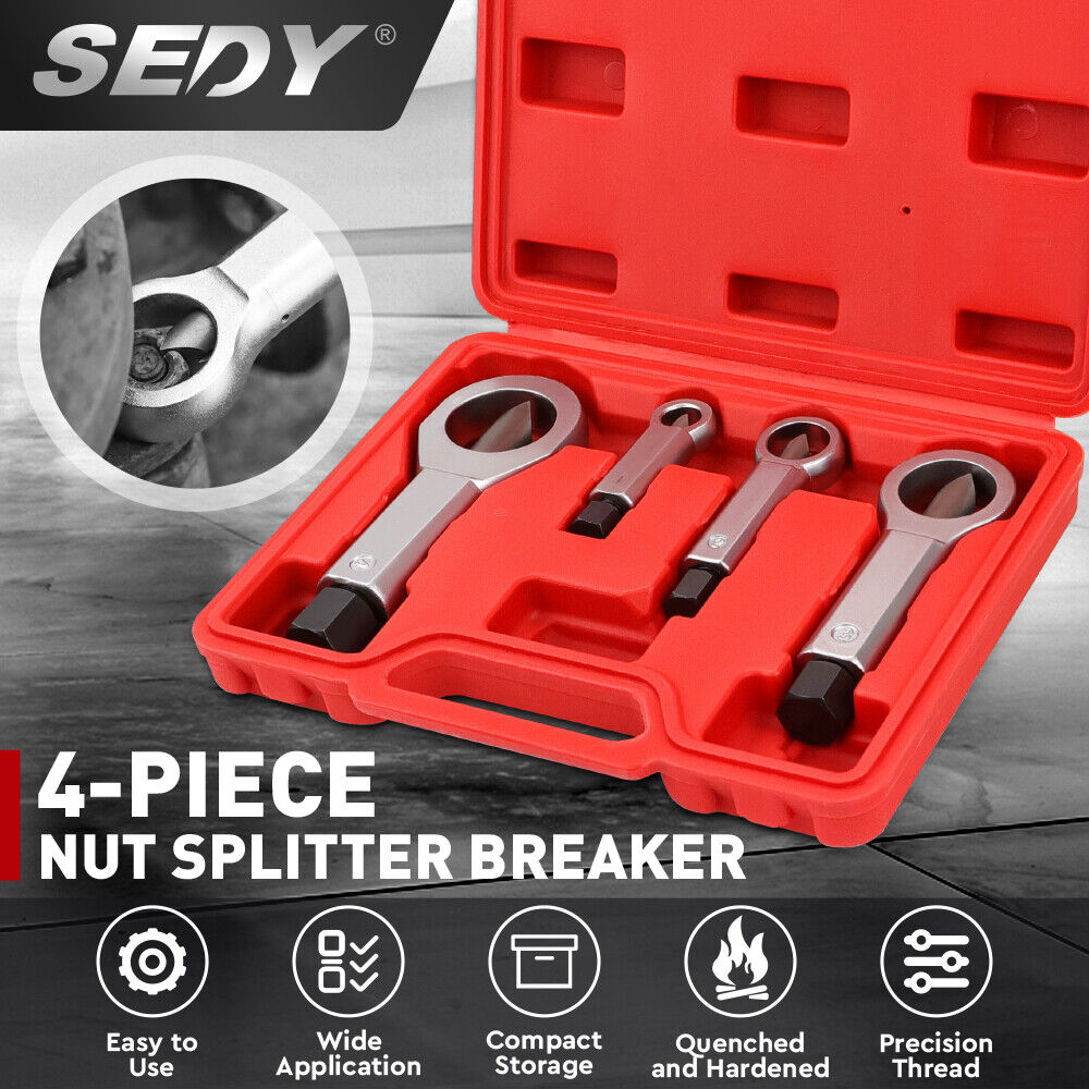 SEDY 4Pcs Metal Nut Splitter Kit Pressure Nut Cracker Remover Extractor Tool V465-82054