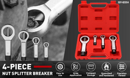 SEDY 4Pcs Metal Nut Splitter Kit Pressure Nut Cracker Remover Extractor Tool V465-82054