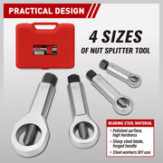SEDY 4Pcs Metal Nut Splitter Kit Pressure Nut Cracker Remover Extractor Tool V465-82054