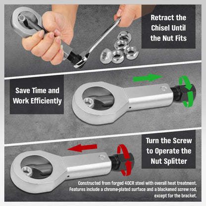 SEDY 4Pcs Metal Nut Splitter Kit Pressure Nut Cracker Remover Extractor Tool V465-82054