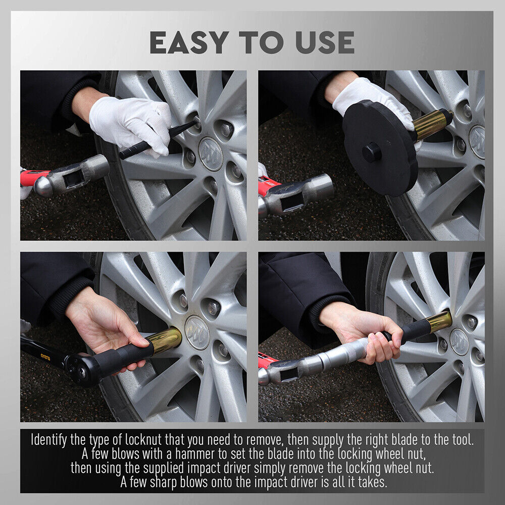 SEDY 10Pc Wheel Lock Removal Tool Kit Wheel Locking Nut Key Remover Kit With Box V465-82055