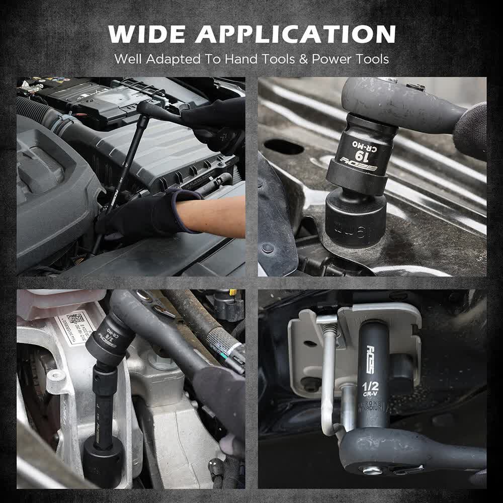 71-Pieces 3/8" Drive Master Impact Socket Set SAE Metric Universal Joint Adapter V465-84100