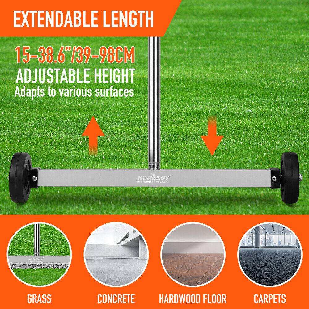 17inch Telescoping Magnetic Sweeper Magnet Broom Rolling Pick Up 8.8Lbs Portable V465-85002