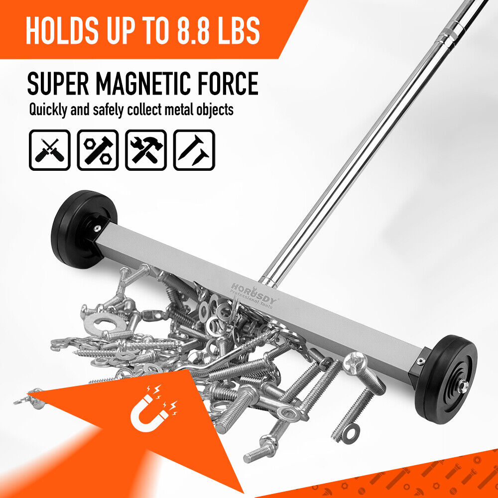 17inch Telescoping Magnetic Sweeper Magnet Broom Rolling Pick Up 8.8Lbs Portable V465-85002