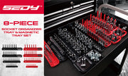 SEDY 8Pcs Magnetic Socket Organizer Tray Metric SAE Sockets Storage Holder Tool V465-85003