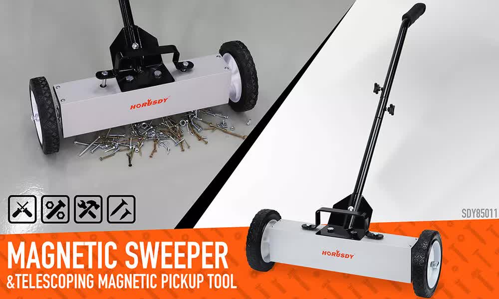 18Inch Magnetic Pick Up Sweeper With Wheels 45LBS Lawn Sweeper Roofing Tools V465-85011