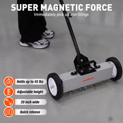 18Inch Magnetic Pick Up Sweeper With Wheels 45LBS Lawn Sweeper Roofing Tools V465-85011