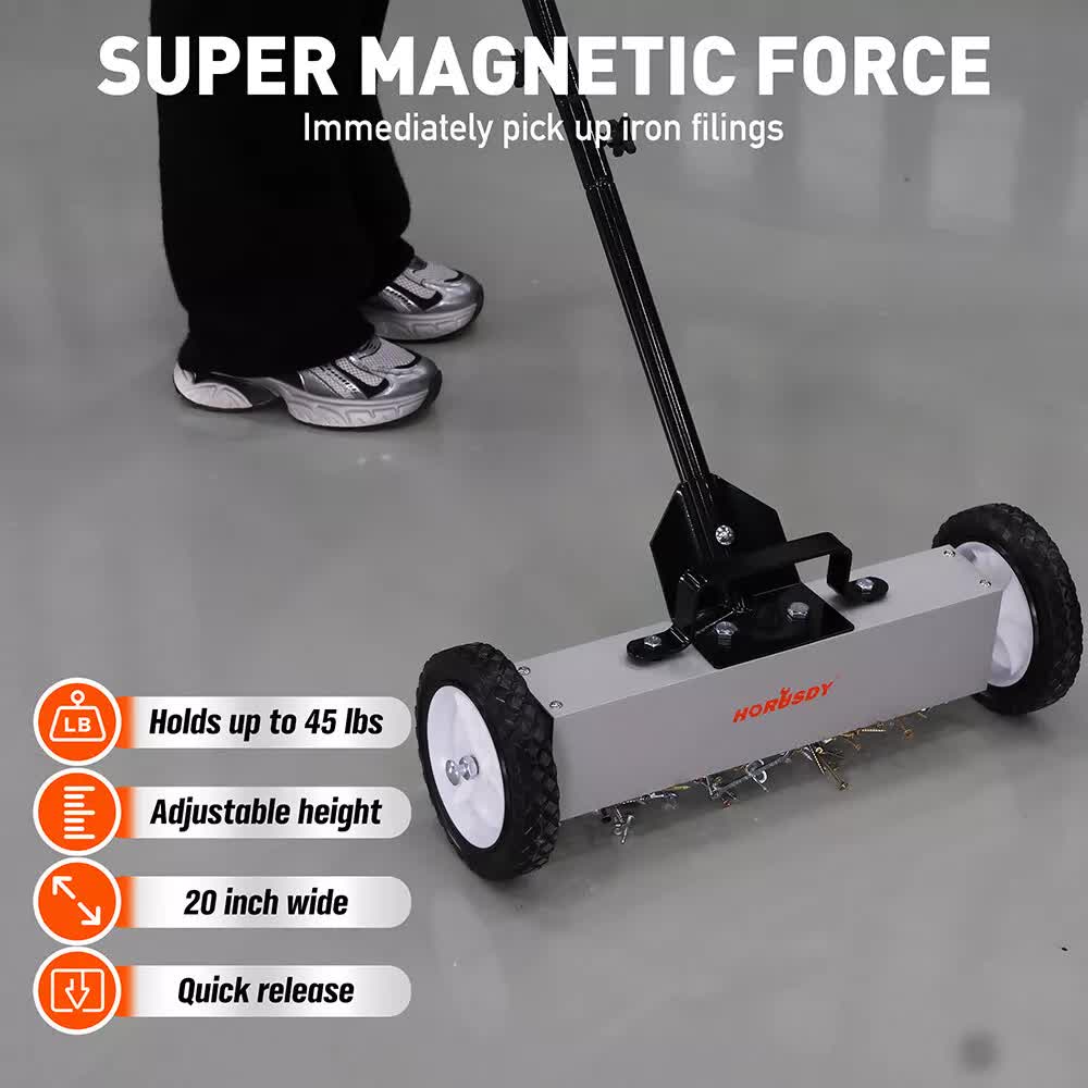 18Inch Magnetic Pick Up Sweeper With Wheels 45LBS Lawn Sweeper Roofing Tools V465-85011