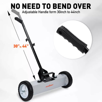 18Inch Magnetic Pick Up Sweeper With Wheels 45LBS Lawn Sweeper Roofing Tools V465-85011