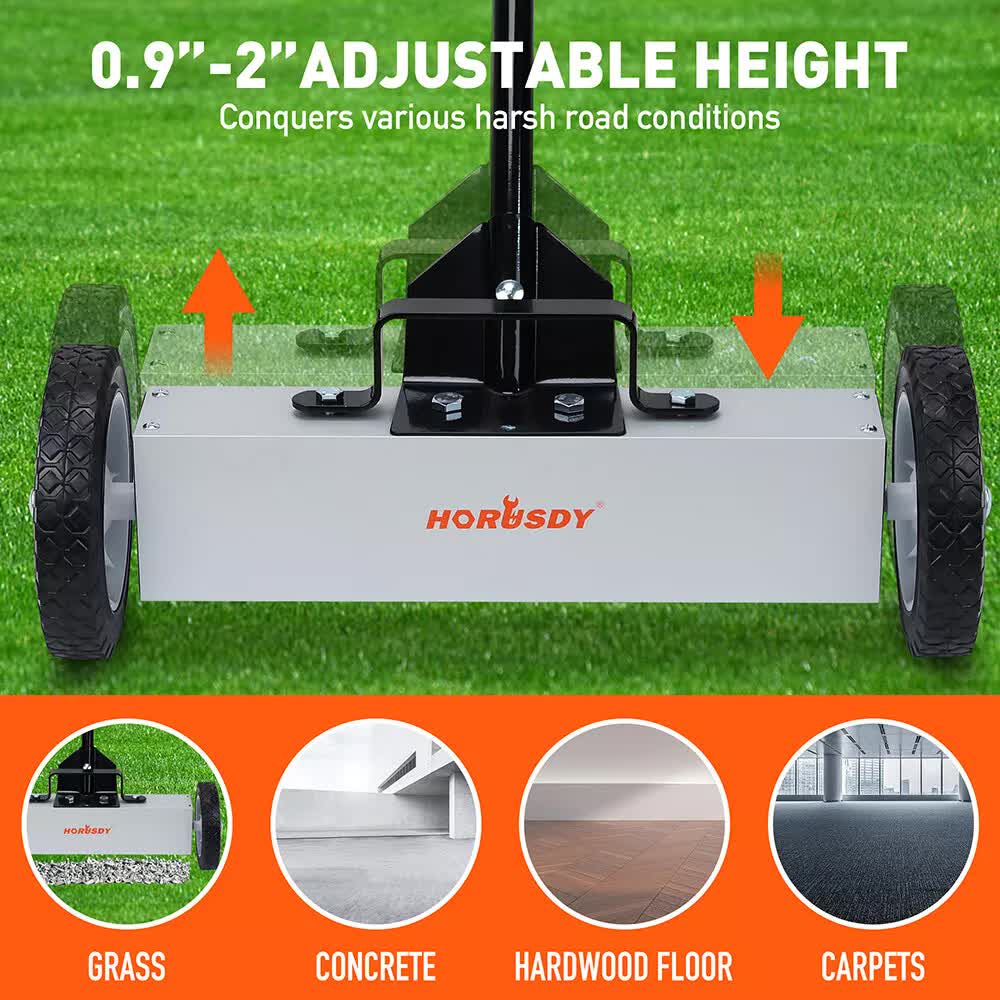 18Inch Magnetic Pick Up Sweeper With Wheels 45LBS Lawn Sweeper Roofing Tools V465-85011