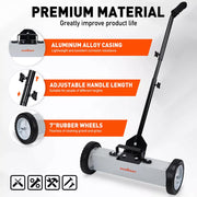 18Inch Magnetic Pick Up Sweeper With Wheels 45LBS Lawn Sweeper Roofing Tools V465-85011