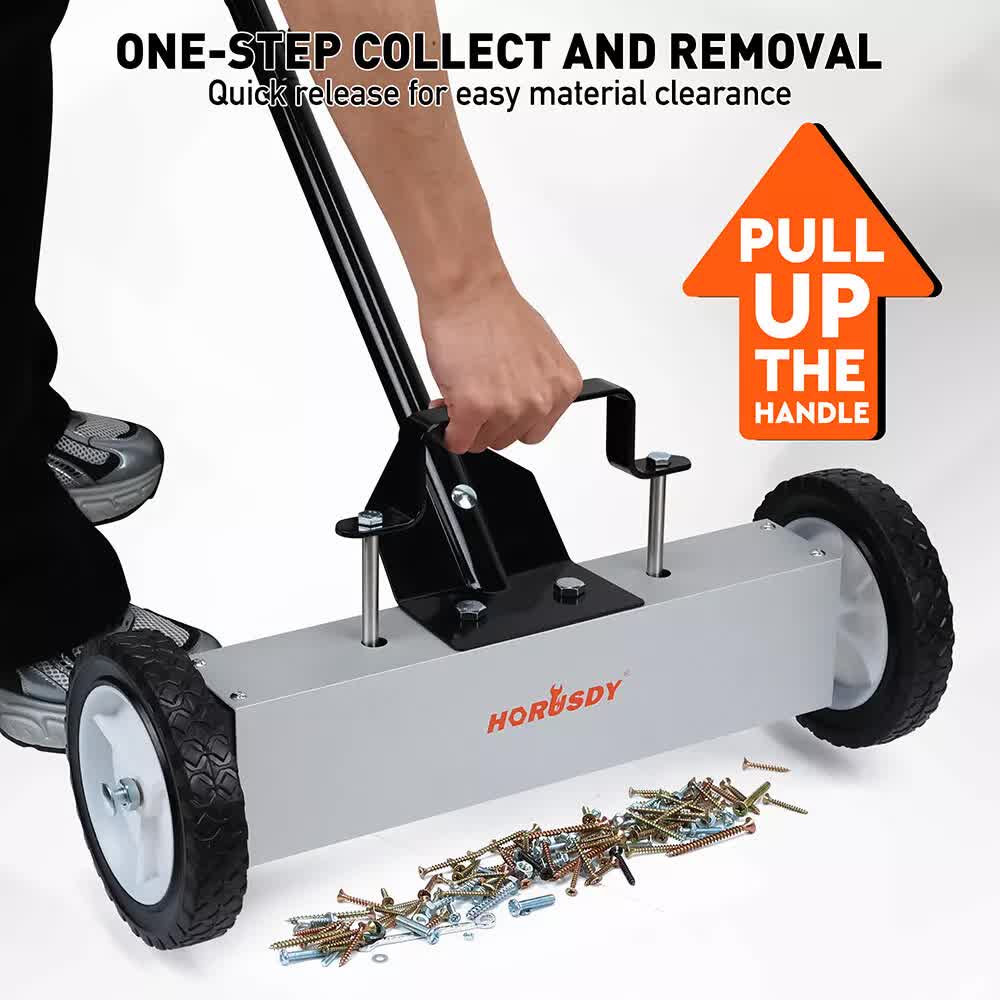 18Inch Magnetic Pick Up Sweeper With Wheels 45LBS Lawn Sweeper Roofing Tools V465-85011