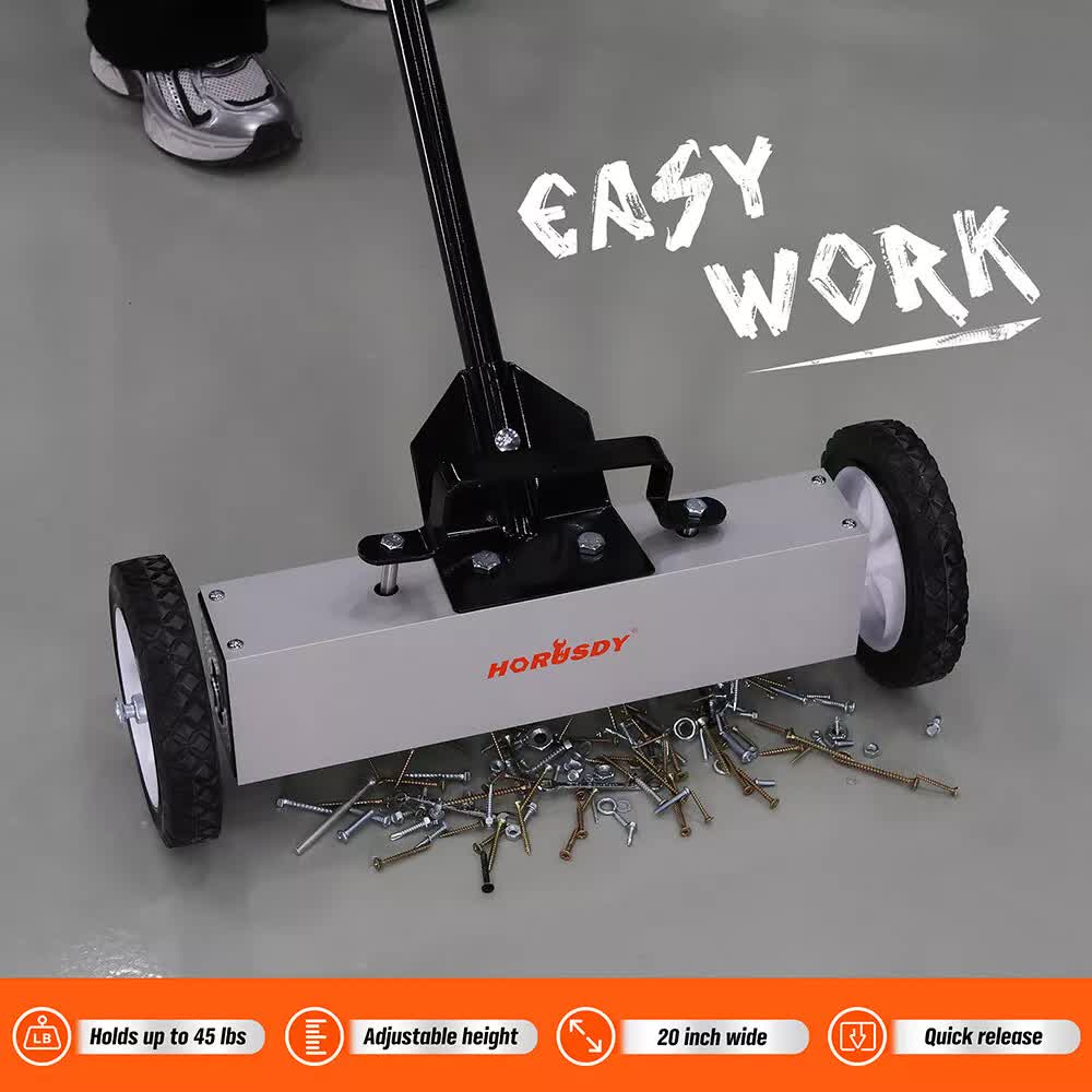 18Inch Magnetic Pick Up Sweeper With Wheels 45LBS Lawn Sweeper Roofing Tools V465-85011