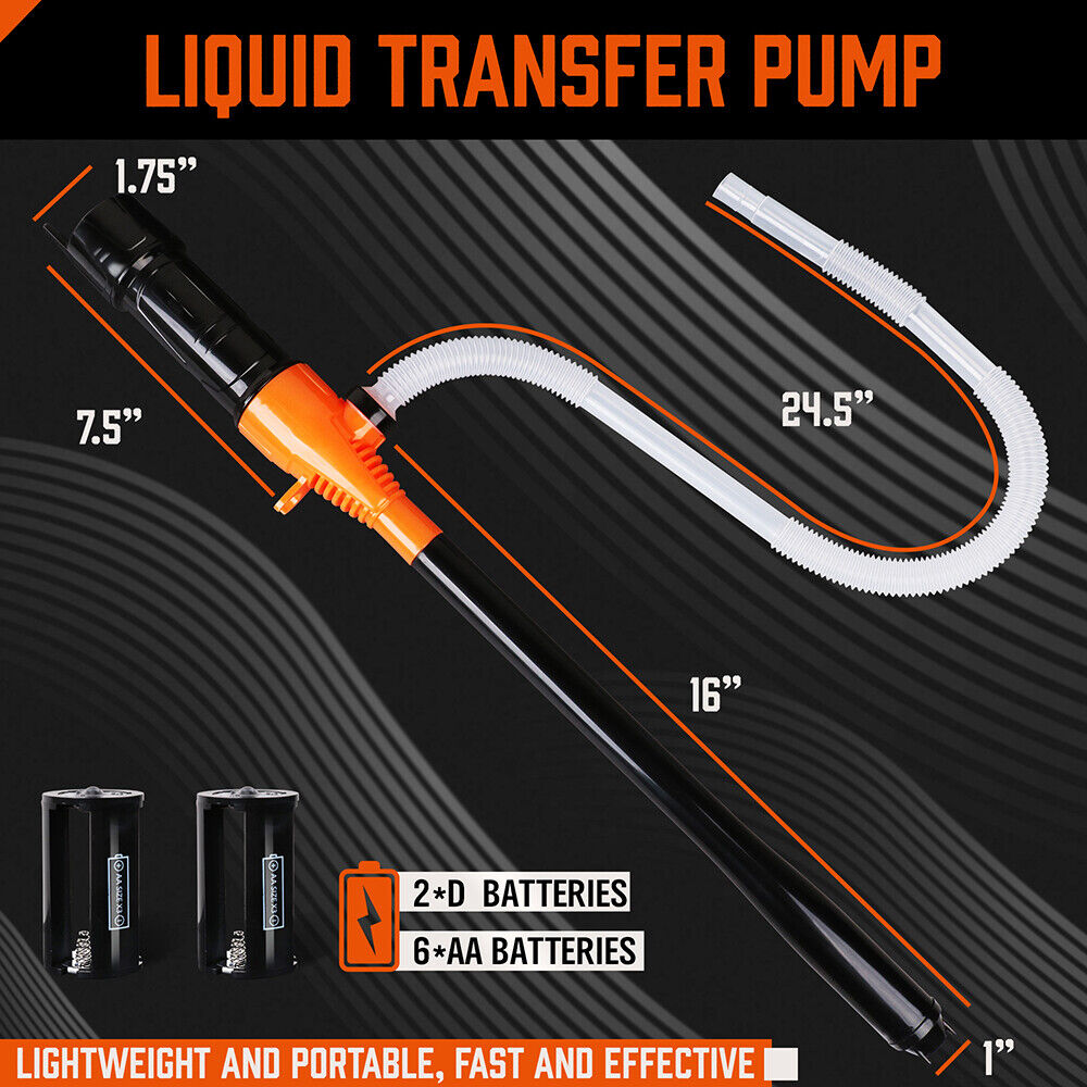 Electric Oil Extractor Pump, Battery Power Fluid Extractors for Water Fuel Oil Pumping with Flexible Hose V465-86016