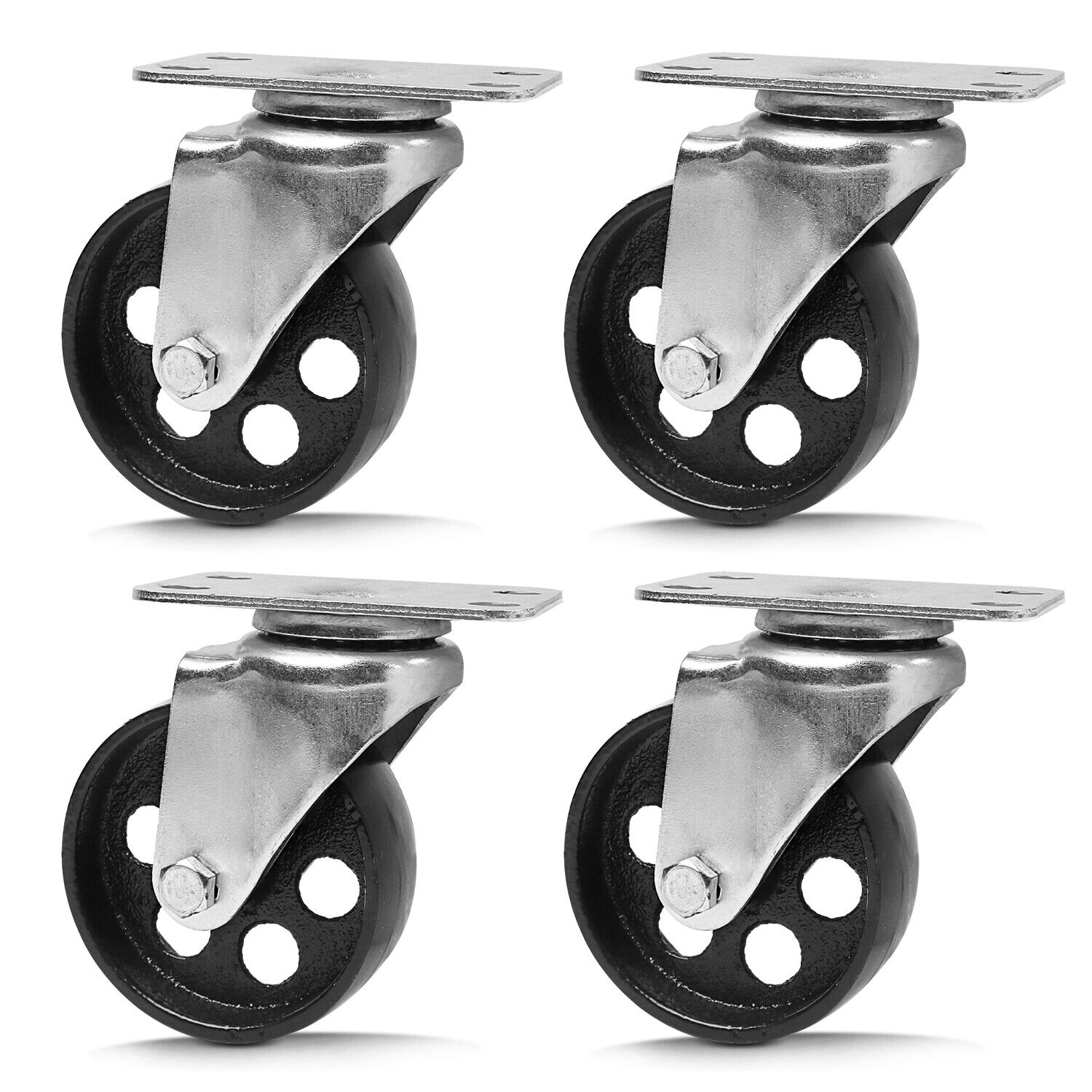 4Pc 3.5'' Heavy Duty Steel Castor Wheel Swivel Caster 500KG/EA Loading Capacity V465-86024