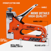 HORUSDY 3in1 Staple Gun Heavy Duty Stapler Fastener Tool Tacker free Staples V465-86044