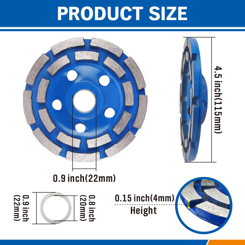 4.5inch Diamond Segment Grinding Concrete Cup Wheel Disc Granite Stone 115mm V465-86180