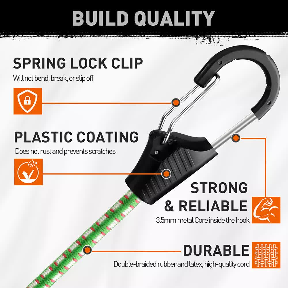 10-Piece Bungee Cords With Hook 40inch Outdoor Elastic Bungee Straps Luggage V465-86190
