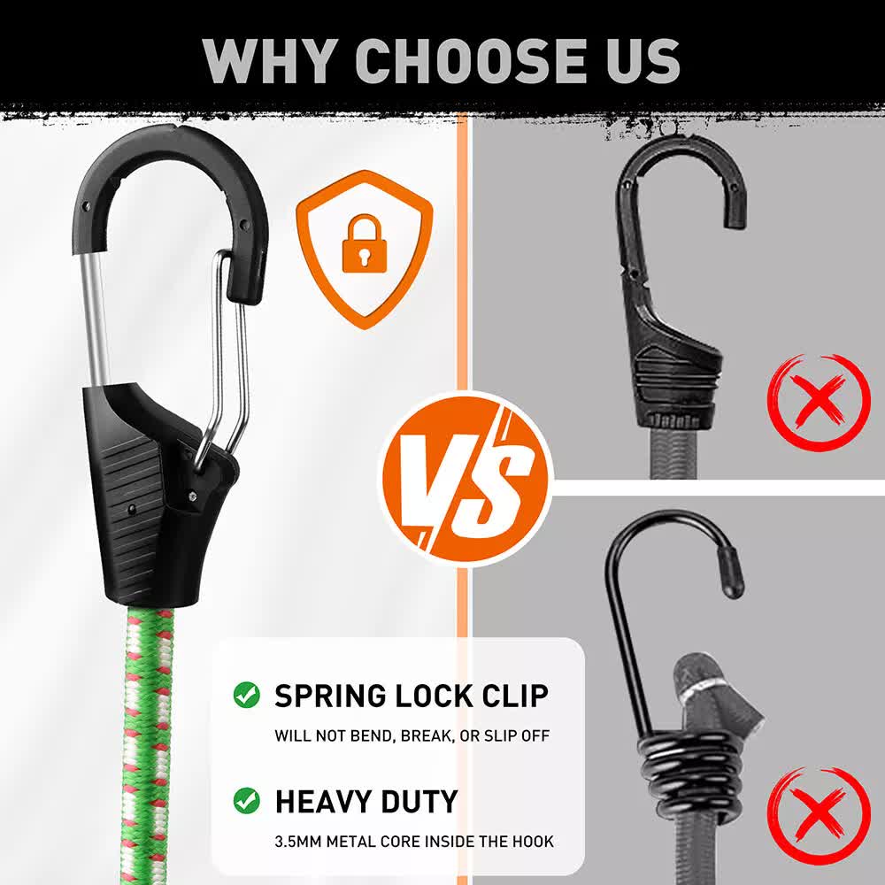 10-Piece Bungee Cords With Hook 40inch Outdoor Elastic Bungee Straps Luggage V465-86190