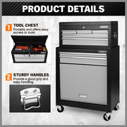 HORUSDY 7 Drawer Tool Box Trolley Cabinet Storage Cart Garage Toolbox Organiser V465-86192